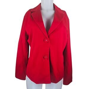 Chico's Red Canvas Selea Behold Novelty Fish Women's Jacket Blazer 2-M-12 NWT